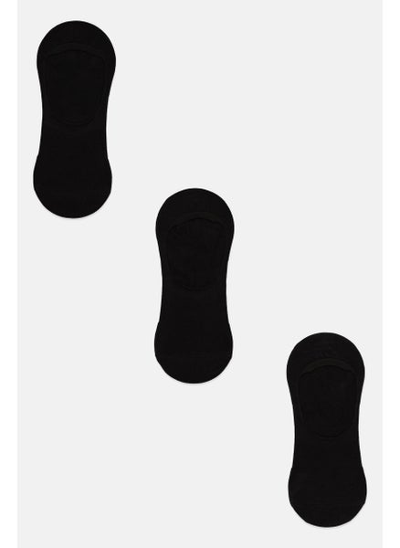 اشتري Men 3 Pairs Plain Invisible Foot Socks, Black في الامارات