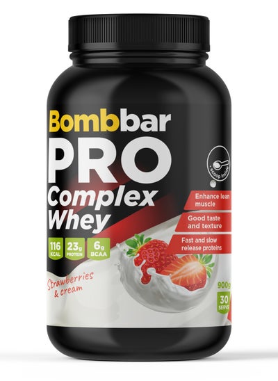 Buy Pro Whey Protein Complex with Strawberries & Cream Flavor 900g in UAE