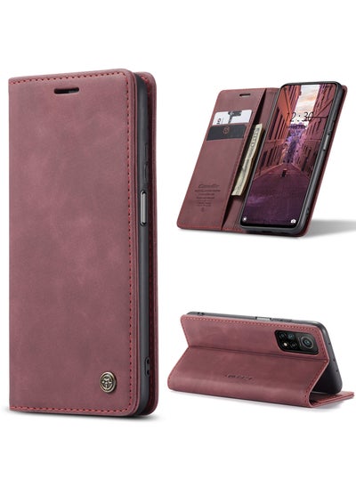 Buy CaseMe Xiaomi Mi 10/10T Pro Case Wallet, for Xiaomi Mi 10/10T Pro Wallet Case Book Folding Flip Folio Case with Magnetic Kickstand Card Slots Protective Cover - Wine in Egypt