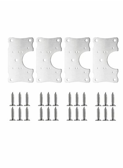 Buy Cabinet Hinge Repair Plate, Stainless Steel Kits with Mounting Screws Wooden for Protecting Furniture and Kitchen Cabinet(4 Half Hole) in Saudi Arabia