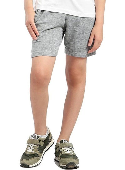Buy Kady Cotton Drawstring Elastic Waist Side-Pocket Sweat Shorts for Kids - Grey, 4 Years in Egypt