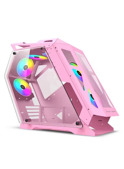 Buy Dual Tempered Glass Mid-Tower PC Gaming Case Pink(RBG Fans are not Included) in Saudi Arabia