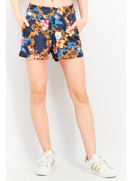 Buy Women Sportswear Fit Allover Print Short, Navy Combo in UAE