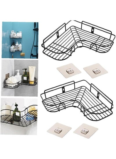 Buy 2PCS Corner Shower Shelves, Self Adhesive No Drilling Wall Mounted Shower Storage Shelf Organizer for Bathroom, Kitchen and Toilet,Black in Saudi Arabia