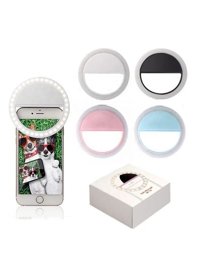 Buy LED Selfie Ring Light Clip For Smartphones White in UAE