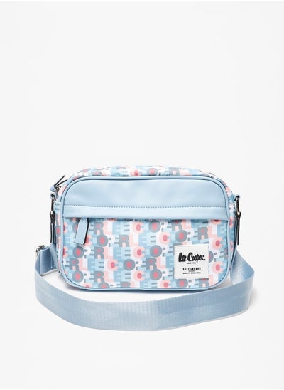 Buy Women All-Over Monogram Print Crossbody Bag With Adjustable Strap in UAE