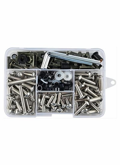 اشتري Motorcycle Fairing Bolt Kit Screws 177pcs Black Fasteners Bolts Mounting Washers Nuts Screws For Most Of Motorcycles bolt Clip Nut For Motorcycle Windscreen M5 M6 Bodywork Screws, with Storage Box في الامارات