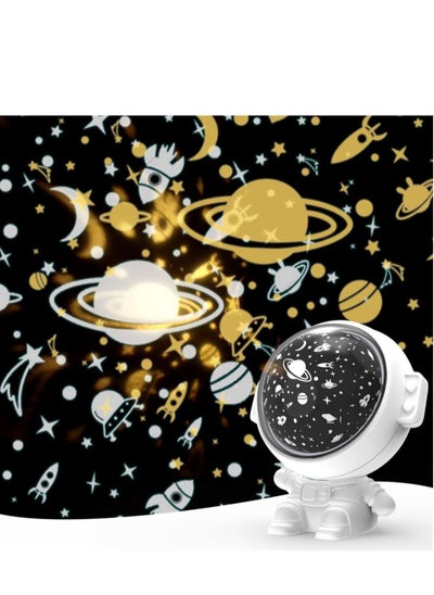 اشتري Astronaut Night Light for Kids, Kids Nightlight Space Star Projector 360 Degree Rotation with 4 Color Mode 3 Projections(White) في الامارات