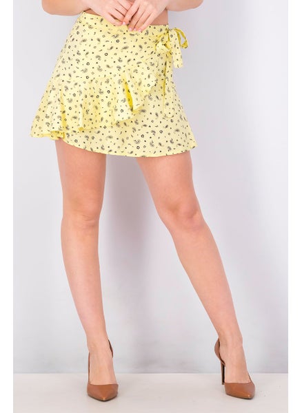 Buy Women Paisley Mini Skirt, Yellow in Saudi Arabia