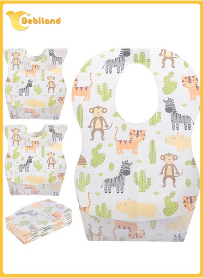 اشتري 20-Pack Disposable Bibs, Adjustable Baby Bibs Travel Pack for Newborn Infant Baby Toddlers (Monkey) في السعودية