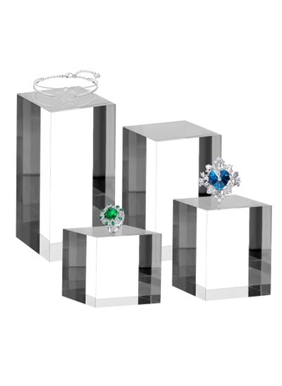 Buy 4Pcs Risers Display Stands, Acrylic Block Risers Stand, Transparent Solid Acrylic Square Display Block, Polished Acrylic Cube Photo Props Pedestal Stand Base, Desktop Display Stand for Jewelry Perfume in Saudi Arabia