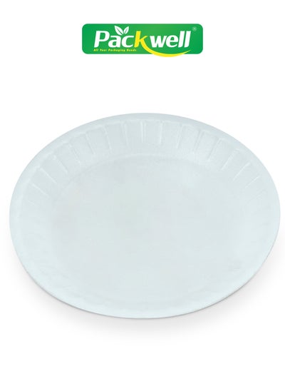 اشتري 9" Round Foam Plate- PWBF1762 25 PC Packets, BPA-Free, Food grade and Hygienic Perfect for Large Gathering, Parties, Events, Etc. White في الامارات