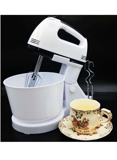 Buy Turbo 7 Speed 250W Hand Mixer With 2 Beaters 2 Dough Hooks And 2L Bowl in UAE