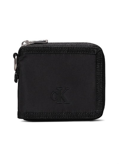 Buy Men's Square Zip Around Wallet, Black - Recycled Polyester in Saudi Arabia