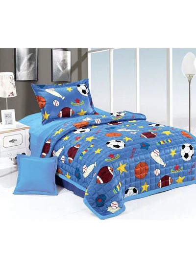 Buy Soft Bed Comforter Set Bedspread Velvet Plush Coverlet for All Seasons Kids Twin Quilt Set Single Bedding 3pcs in Saudi Arabia