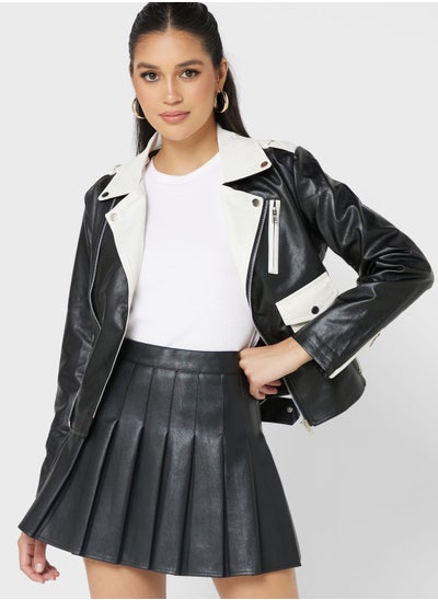 Buy Biker Jacket With Contrast Trims in UAE