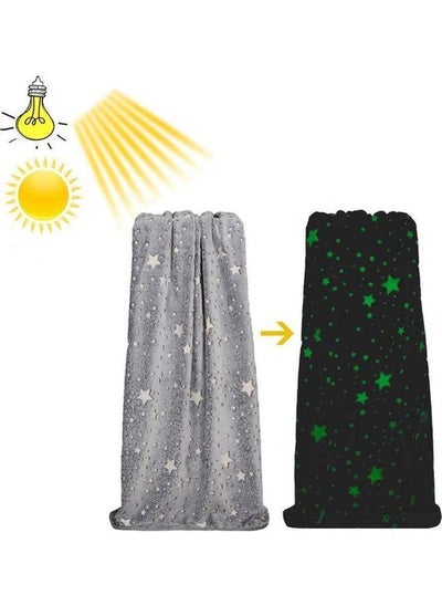 Buy Glow In The Dark Soft Blanket Cotton Grey 152 x 127cm in UAE