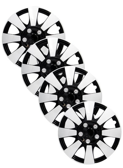 Buy EMTC Taiwan Wheel Cover Pack of 4 | 16" Inch | EM-3137 Silver Black Universal Nested Style in UAE