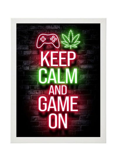 اشتري Keep Calm And Game On Neon Wall Art Poster Frame في مصر