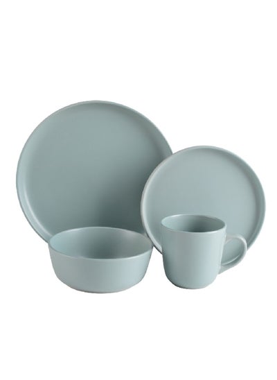 Buy 16-Piece Elegant and Modern Design Stoneware Dinner Set Matte Green 29.4 x 30.4 x 29.2 cm ST2276-GYGN in Saudi Arabia