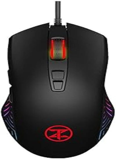 اشتري Techno Zone V70 Mouse Multi Gaming Programmable 7 Button 5000 DPI Speed and RGB LED Lights 6600 Fps With CD - Black في مصر