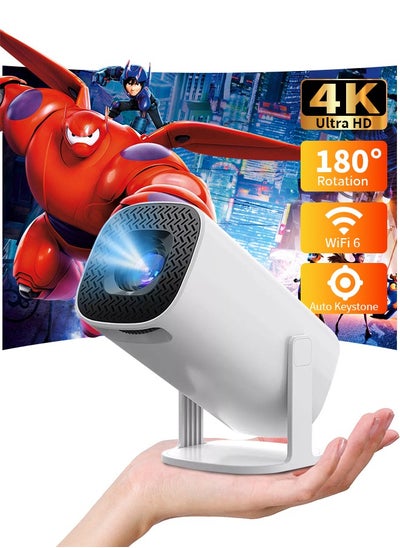 Buy Mini Projector with WiFi and Bluetooth, Portable Outdoor Projector Support 4K/Auto Keystone Correction, Compatible with Smartphone/TV Stick/PC/Laptop in Saudi Arabia