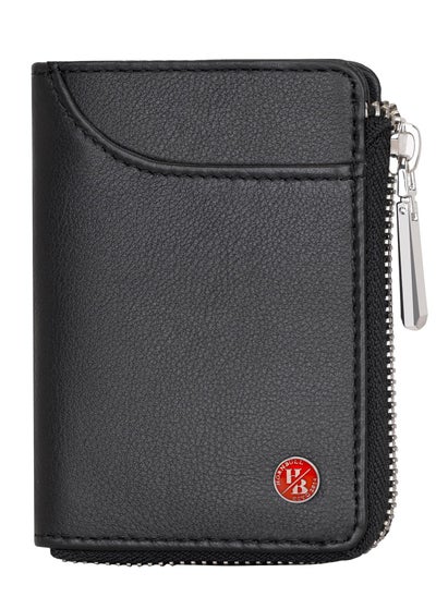 Buy Steve RFID Blocking Leather Wallet for Men | Vertical Credit Debit Card Holder, Black1, Zip Around Wallet in UAE