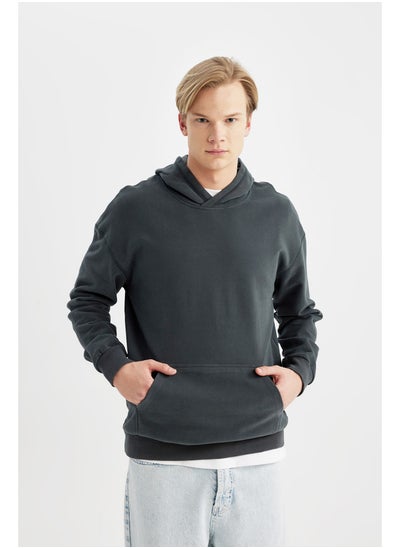 Buy Man Comfort Fit Hooded Long Sleeve Knitted Sweat Shirt in Egypt