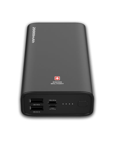 Buy Swiss Military Bieudron PD Power Bank 20000MAH: Rapid Charging, 20W Output, 50% Charge in 30 Minutes* -Type-C, Micro, and Dual USB Inputs. Compatible with Apple, Samsung & More - Black in UAE