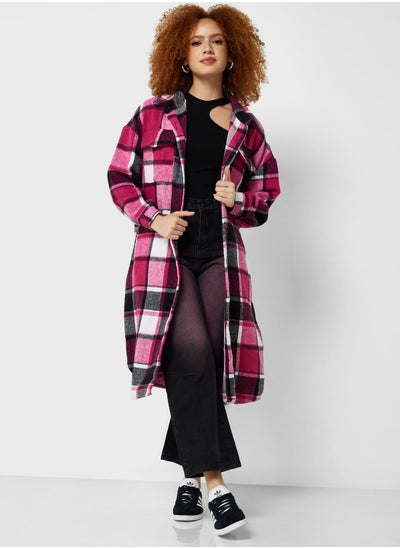 Buy Checkered Longline Shacket in Saudi Arabia