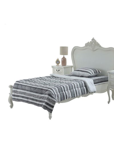 اشتري Matrix Single Comforter Set, White & Grey - 210TC, 150x200 cms في الامارات