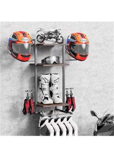 Buy 3-Tier Helmet Holder Wall Mount, Vintage Motorcycle Rack, Hanger for Football and Tactical Gear Stand in Saudi Arabia