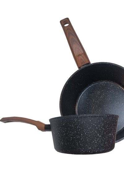 Buy Nonstick Marble Coating Sauce pan - Black in UAE