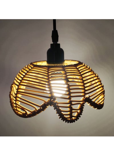 Buy Hand Woven Rattan Cage Pendant Light Cover with Aesthetic Design (Size 25x30CM) in UAE