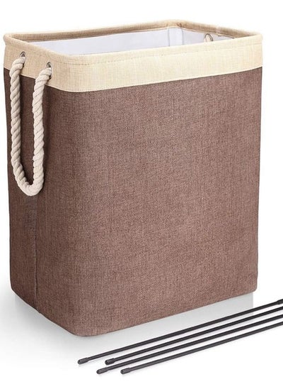 Buy Laundry Basket with Handles Linen Hampers for Laundry Storage bags, Built-in Lining with Detachable Brackets Well-Holding Foldable Laundry Hamper for Toys Clothing Organization (Brown) in UAE