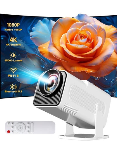 Buy Mini Projector 4K Natvie 1080P Smart Projector Built-in Android TV 11.0 with Wifi and Bluetooth Auto Keystone Projector 10000 Lumens180 Degree Rotation Short Throw Projector in UAE