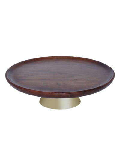 اشتري Cassia Pedestal Dish, Walnut & Gold - Large في الامارات