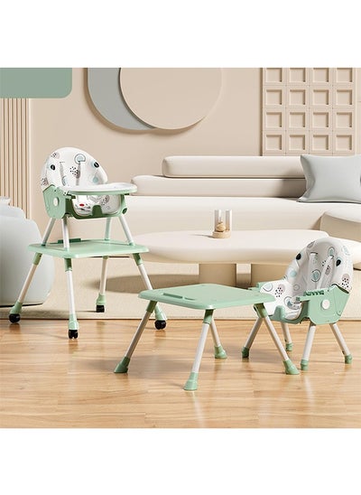 Buy Baby High Chair dining chair multifunctional foldable dining table and chairs removable student backrest desk study chair 52 x 26 x 59cm(green) in Saudi Arabia