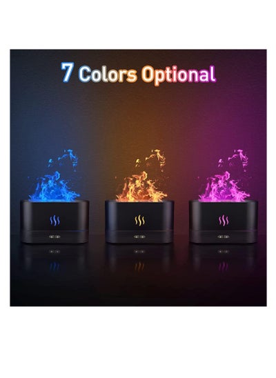 Buy Flame Air Aroma Diffuser H20 Humidifier, 7 Flame Color Noiseless Essential Oil Diffuser for Home,Office,Yoga with Auto-Off Protection (Black) in Egypt