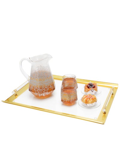 Buy Acrylic Tray, Clear Tray, Acrylic Serving Tray with Handles for Ottoman, Coffee, Appetizer, Breakfast (Clear) in UAE