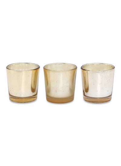 Buy Furn Votive Holder, Gold - Set of 3, 6x6 cm in UAE