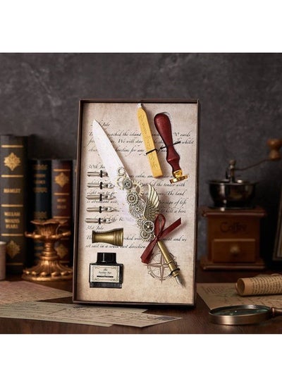 Buy Quill Elegance - Antique Feather Calligraphy Pen Set for Timeless Writing in Egypt