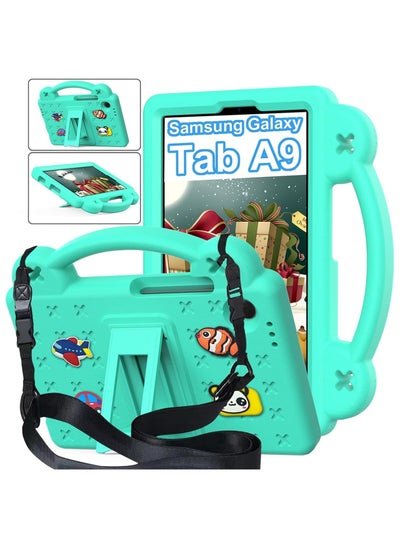 Buy Compatible with Samsung Galaxy Tab A9 (2023), Shockproof Protective Case with Shoulder Strap Handle Holder, Lightweight EVA Kid-friendly, Drop Resistant (Green) in UAE