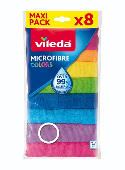 Buy Vileda all purpose microfiber cloth 8 pieces colors in Saudi Arabia