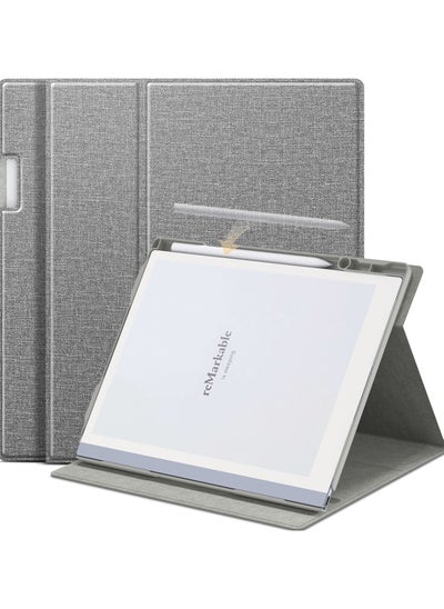 Buy Folding Case Cover with Pen Slot for Remarkable 2 10.3"- Grey in UAE