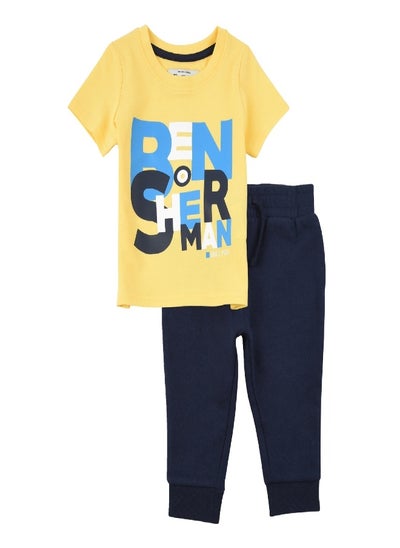 Buy Ben Sherman Toddler Muddled Front T Shirt and Joggers Set Yellow in UAE