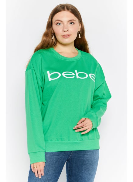 اشتري Women Round Neck Brand Logo Long Sleeves Sweatshirts, Green في الامارات