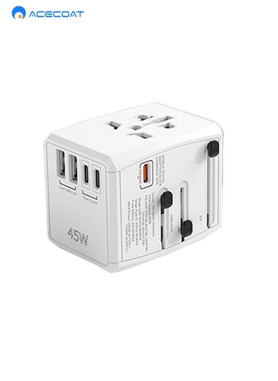 Buy 45W International Travel Adapter, Universal Travel Power Adapter with 2 USB-A & 3 Type C International Wall Charger, Fast Charger for Phone,Laptops, Worldwide Plug Adapter for USA/UK/EU/AUS, Black in Saudi Arabia