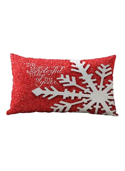 Buy Christmas Snowflake Printed Pillow Case Linen 45*75cm in UAE