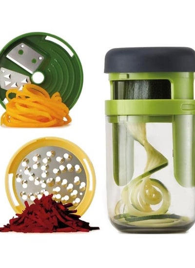 اشتري 3 in 1 Vegetable Slicer Carrot Cucumber Cheese Fruit Grater Portable Spiral Grater. في مصر